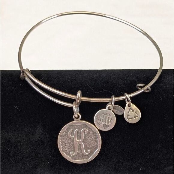 Alex and Ani Initial "K" Charm Bangle Bracelet - Rafaelian Silver - Picture 7 of 10